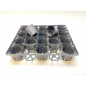 7.5cmポットや2号鉢用四角型枠トレイ：ハーフ標準型[H6.4cm]-20鉢用＋スリット鉢-2号黒...