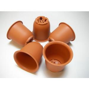 厚手のプラ鉢-ふっくら2号ミニ【茶】の詳細画像1