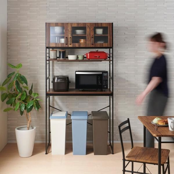 多目的棚  キッチンラック オープンラック スチールラック 収納 整理棚 木目 おしゃれ ルナ BR