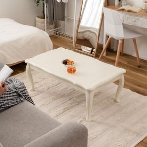 こたつ コタツ 炬燵 テーブル 猫脚 おしゃれ ガーリー 白 ホワイト スイッチ シンプル 木製 天...