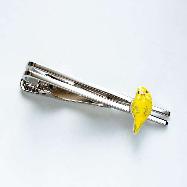 リュネット セキセイインコ イエロー ニギコロ ぷくぷく ネクタイピン 手乗り小鳥 インコ