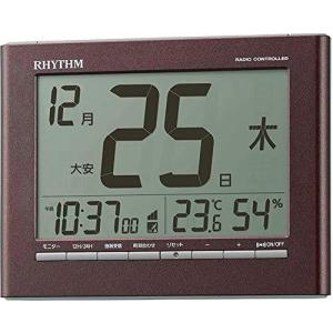 リズム(RHYTHM) 目覚まし時計 電波時計 置き掛け兼用 カレンダー 温度 湿度 表示付き ブラウン 12.9x16.9x2.8cm 8RZ208SR0｜fsxray