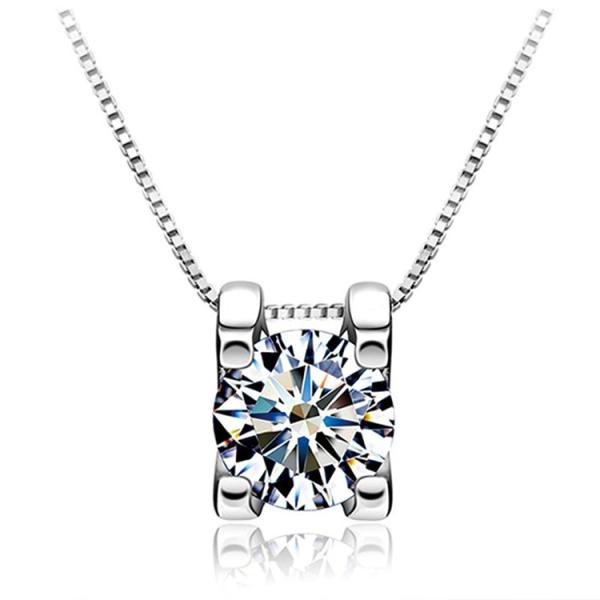 ネックレス ニッケルフリー 大人気 シンプル 一粒CZダイヤ シルバー ネックレス アクセサリー ジ...