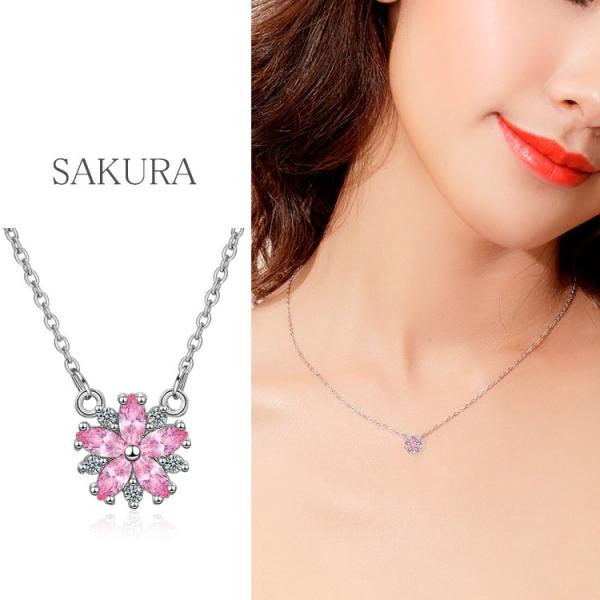 ネックレス レディース シルバー 桜 ポイント消化 CZダイヤ SAKURA ニッケルフリー アクセ...