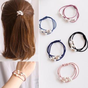 ヘアゴム 3連パール ビーズ ヘアアクセサリー...の詳細画像1