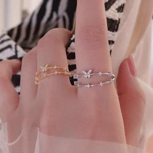 指輪 レディース 蝶々 リング C型リング ダブルリング CZダイヤ 金属アレルギー対応 ポイント消化 誕生日 プレゼント