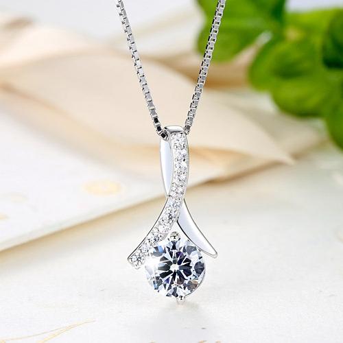 ネックレス レディース リボン ニッケルフリー CZダイヤ アレルギー対応 アクセサリー ジュエリー...