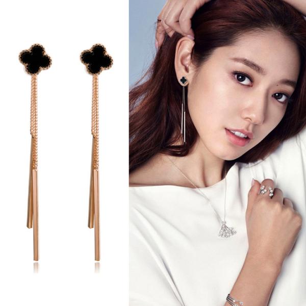 ピアス 18金 仕上げ 金属アレルギー対応 レディース 2Way クローバー キャッチ 揺れる ポイ...