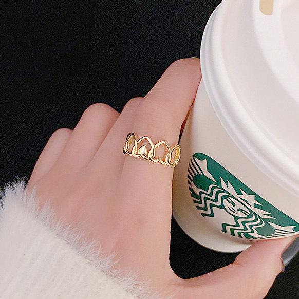 指輪 レディース リング C型リング 5連 オープンハート 金属アレルギー対応 誕生日 クリスマス ...