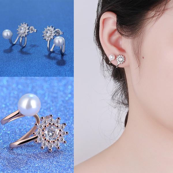 ピアス パール 太陽モチーフ レディース プラチナ ピンクゴールド スタッド 片耳風デザイン 上品 ...