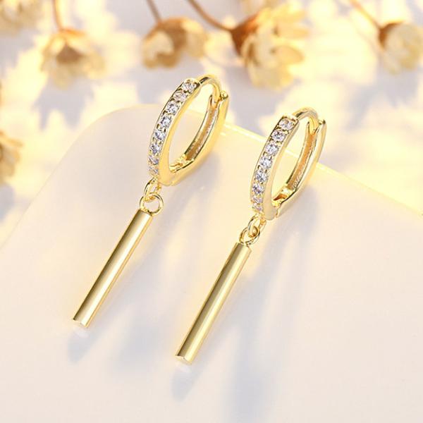 ピアス 18金 コーディング 上品に輝くスティック フープピアス 韓国ファッション アレルギー対応 ...
