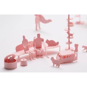1／100添景セット 65 ねこカフェ ピンク