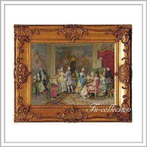 ロココ調ゴールドダブルフレーム 貴族額絵 ファブリック印刷 320S