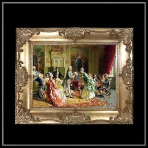 ロココ調ゴールドダブルフレーム 貴族額絵 ファブリック印刷 40S