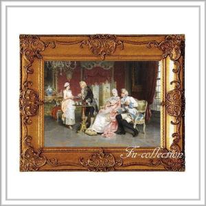 ロココ調ゴールドダブルフレーム 貴族額絵 ファブリック印刷 274M