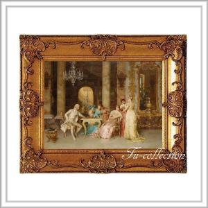 ロココ調ゴールドダブルフレーム 貴族額絵 ファブリック印刷 691M