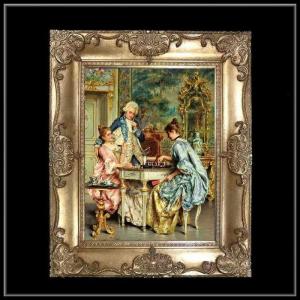 ロココ調ゴールドダブルフレーム 貴族額絵 ファブリック印刷 10M