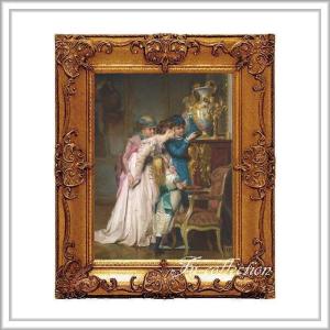 ロココ調ゴールドダブルフレーム 貴族額絵 ファブリック印刷