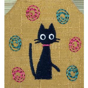 黒猫柄 い草スリッパ トングタイプ にゃんこ ...の詳細画像1