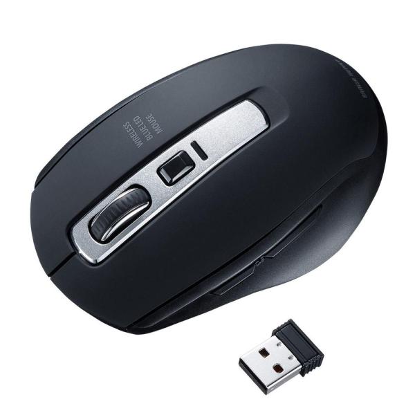 サンワサプライ　ワイヤレスブルーLEDマウス　ブラック　MA-WBL161BK