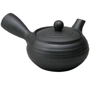 萬古焼 平形急須2.0号（底網） 約450cc 日本製 黒釉と生子釉2色あり