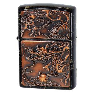 ZIPPO ライズメタル 赤龍　金乱糸　黒