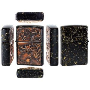 ZIPPO ライズメタル 赤龍 金乱糸 黒の詳細画像1