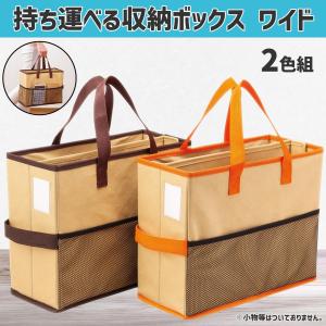 持ち運べる収納ボックス ワイド 2色組 ファイル...の商品画像