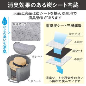 炭入り消臭帽子収納袋 ホコリ 型崩れ 防止 出...の詳細画像2