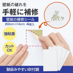 壁紙の補修シール吹付調4枚入 壁紙 補修 強粘着 カットOK シール 貼るだけ 糊要らず 目立ちにくい 手軽 押しピン 穴 破れ 汚れ キズ 日本製