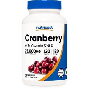 Nutricost クランベリーエキス 25000mg ビタミン C＆E配合