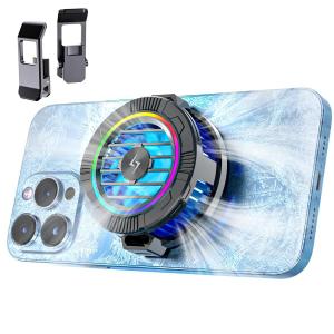 【2024最新・3秒瞬間冷却・2段階風量調節】RICQD スマホクーラー スマホ 冷却 ファン 磁気式・クリップ式 2way ペルチェ素子 USB給