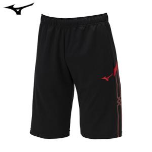 ミズノ（MIZUNO）　ジャージ　MCライン　ウォームアップハーフパンツ　2024年モデル　ブラック×チャイニーズレッド　2XL｜fudasho0ban