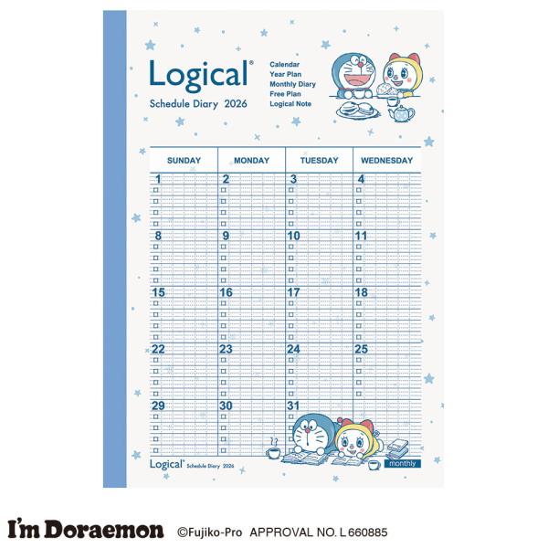 【2026年度版 手帳】 ナカバヤシ ロジカルダイアリー2026月間ノートタイプSD／A5ドラえもん...