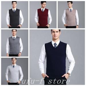 ニットベスト メンズベスト Vネック ニットセーター