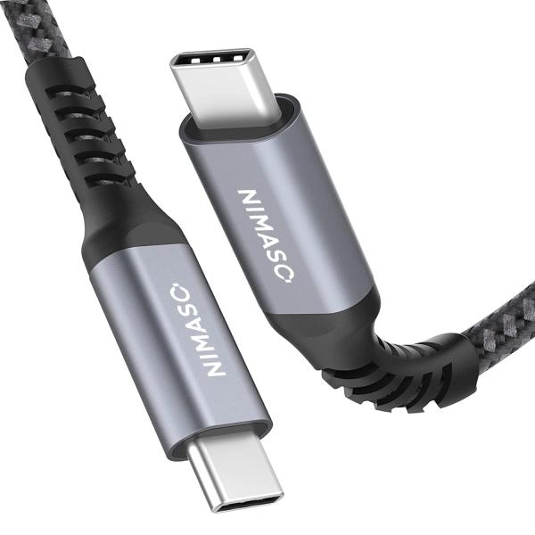 NIMASO USB-C &amp; USB-C 2.0 ケーブル (2.0m グレー) Type C PD...
