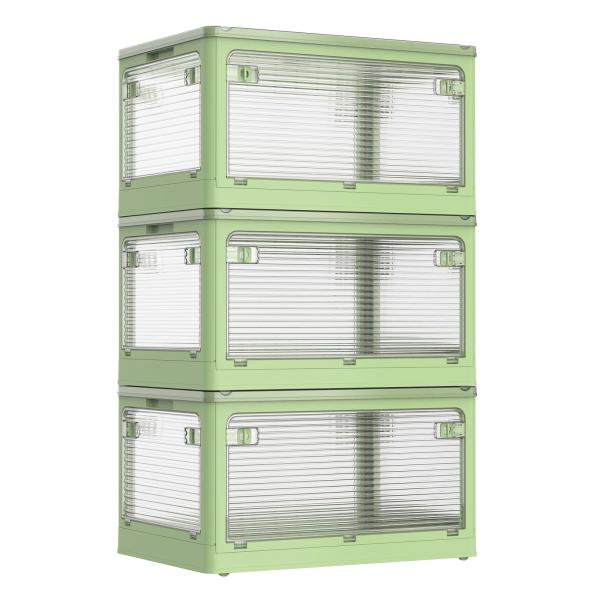 AZMKOO 収納ボックス 折り畳み 蓋付き 全方向から取り出せる キャスター付き 折り畳み コンテ...