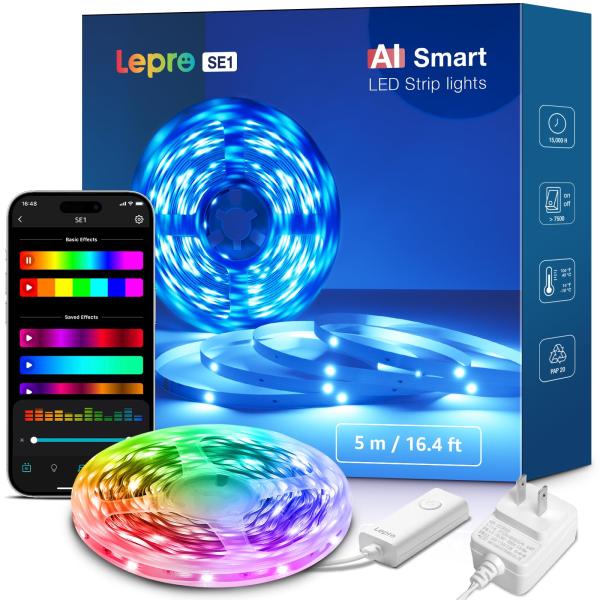 Lepro SE1 AI ledテープライト 5m AI照明デザイナー クリスマス 音楽同期 LLM...