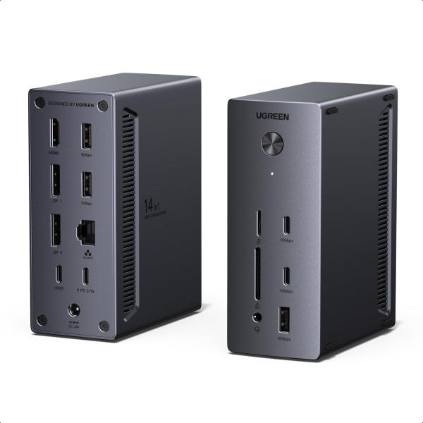 UGREEN ドッキングステーション 14-in-1 3画面出力 ノートPC100W充電 2つのDP...