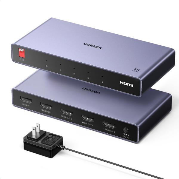UGREEN HDMI 分配器 1入力4出力 8K@60Hz HDMIスプリッター 4画面同時出力 ...