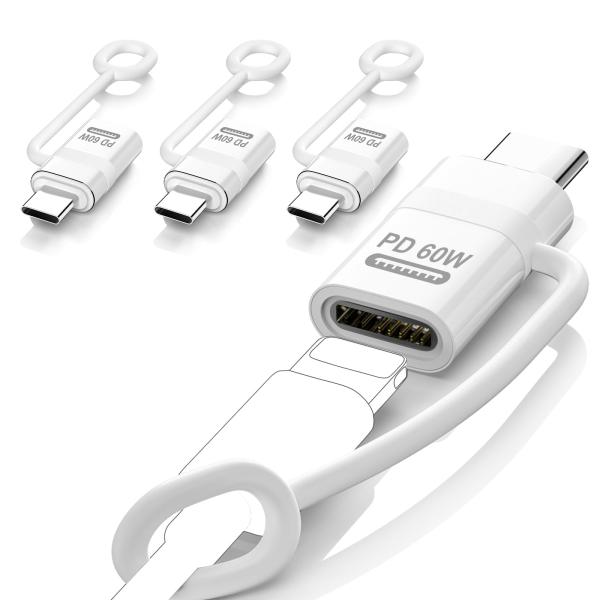 【4枚セット 】MoKo ライトニングからTypeC 変換用 アダプター 60W PD高速充電/48...
