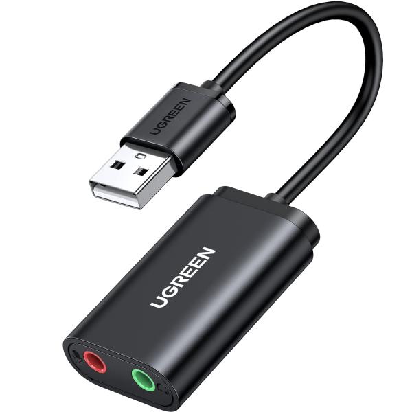UGREEN USB オーディオ 変換アダプタ 外付け サウンドカード USB 3.5mm ミニ ジ...