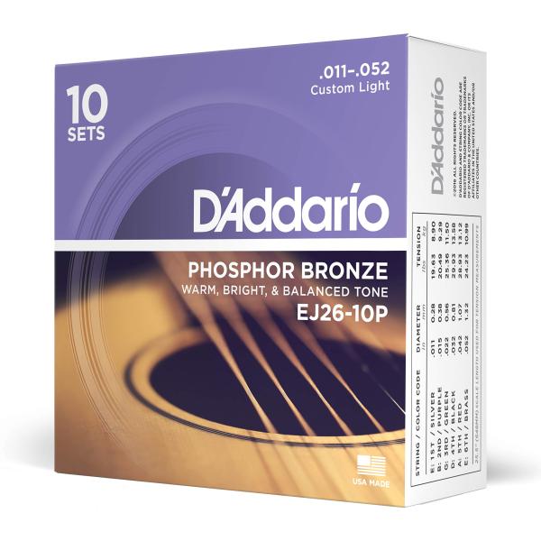 D'Addario ダダリオ アコースティックギター弦 フォスファーブロンズ Custom Ligh...