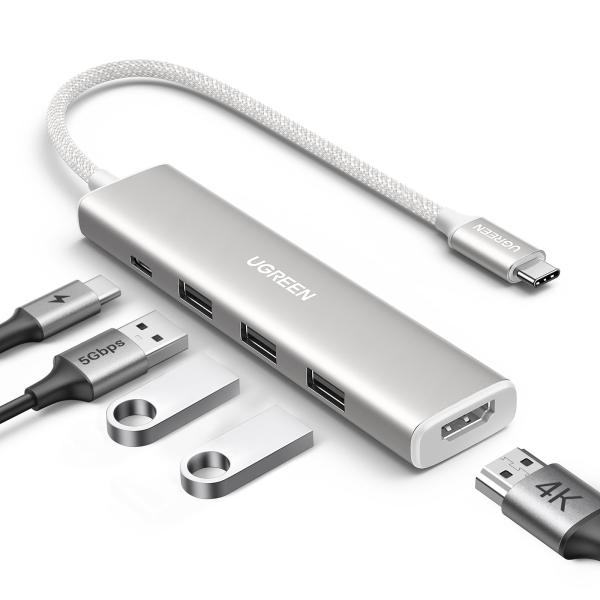 UGREEN Revodok 105 USB Cハブ 5-IN-1 HDMI 出力 (白)