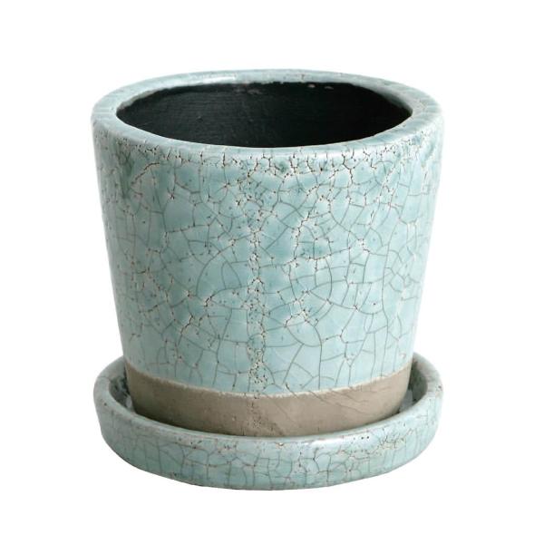 ダルトン(Dulton) 植木鉢 プランター 4号 クラシックグリーン 受け皿付き 穴あり 陶器鉢 ...