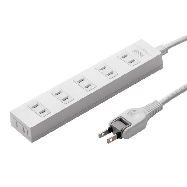 サンワサプライ 電源タップ ほこり防止シャッター 火災予防 6個口・2ピン・2m 配線しやすいスイン...
