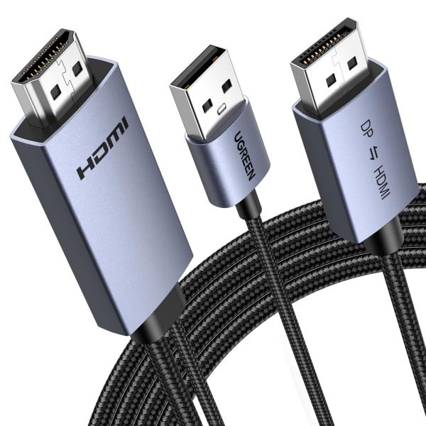 UGREEN DP to HDMI 双方向変換ケーブル HDMI to DP 4K@60Hz対応 デ...