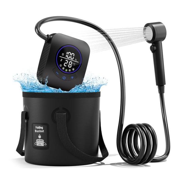 Mytrix ポータブルシャワー キャンプ 8000mAh充電式 電動シャワー 交換用直射ヘッド/2...