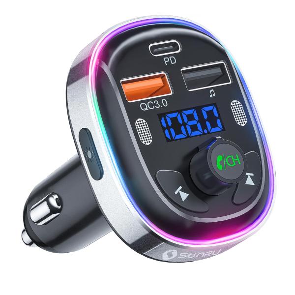 【 2026進化モデル】SONRU FMトランスミッター Bluetooth 5.3 デュアルマイク...