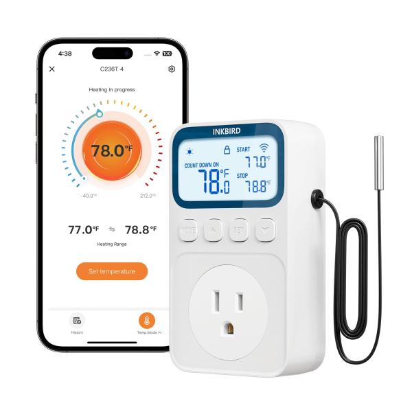 INKBIRD サーモスタット WIFI 対応 加熱冷却 コントローラー 温度制御 プログラム可能 ...